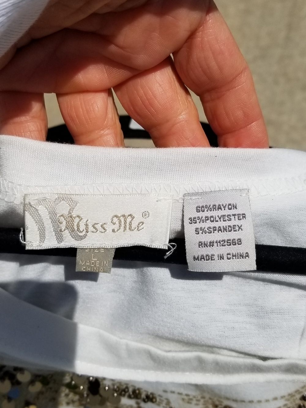 Miss Me Cream Short Sleeve Sequin Scoop Neck Top - Picture 4 of 4